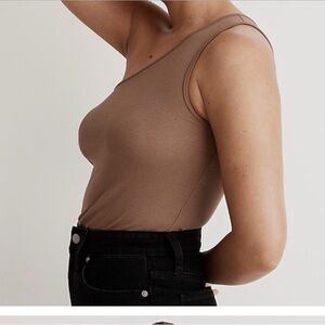 MADEWELL‎ Women's Rib One-Shoulder Brown Tank Size Medium